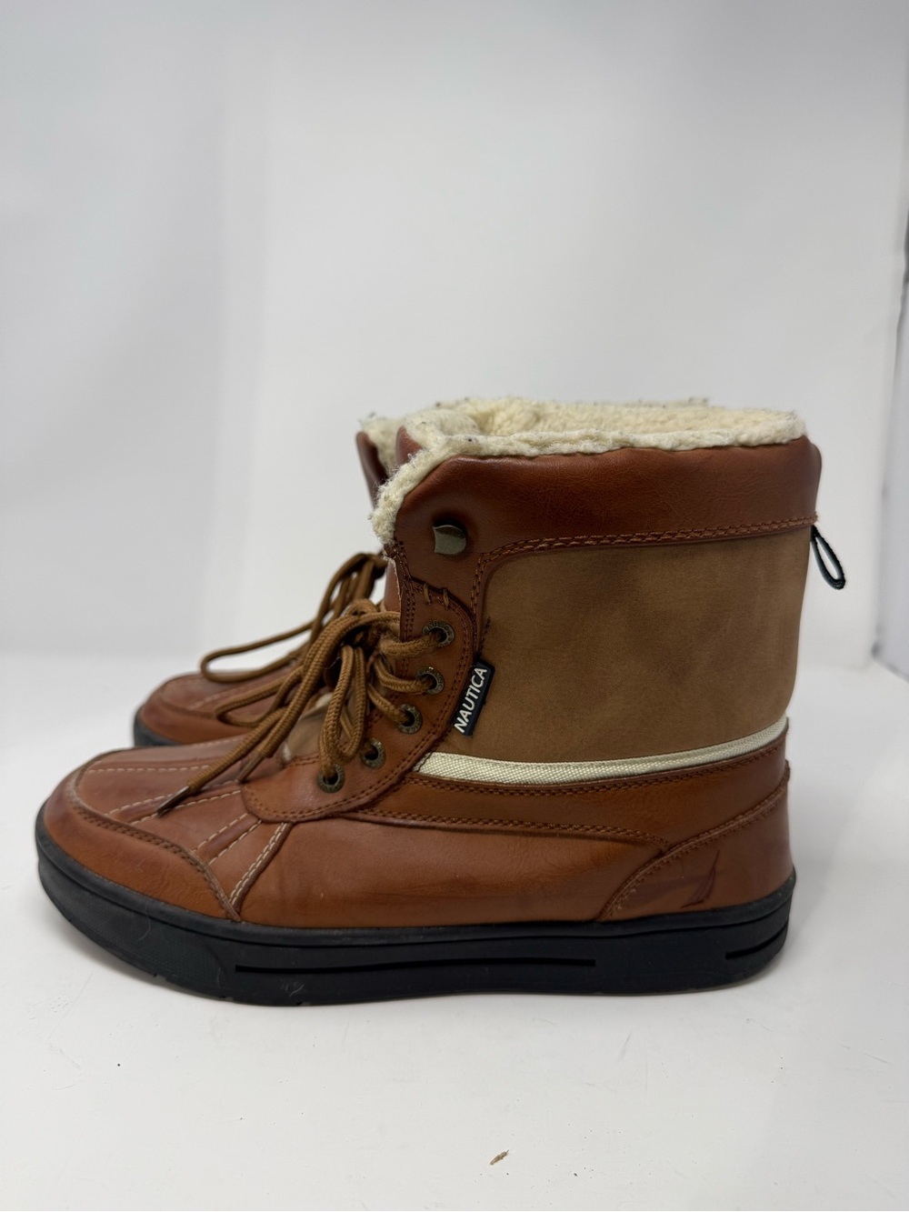 Nautica Men's Tan/Brown Leather & Suede Lace-Up Winter Boots Sz 9 (JYGALH)
